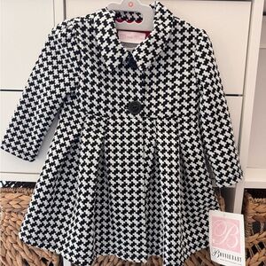 Bonnie Baby Black & White Houndstooth Pea Coat